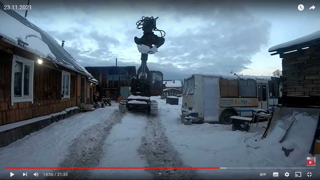 Погрузка. Штабелевка леса. Грейферный погрузчик
