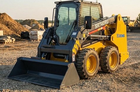 Аренда мини-погрузчика XCMG XC740RU с ямобуром, вилами