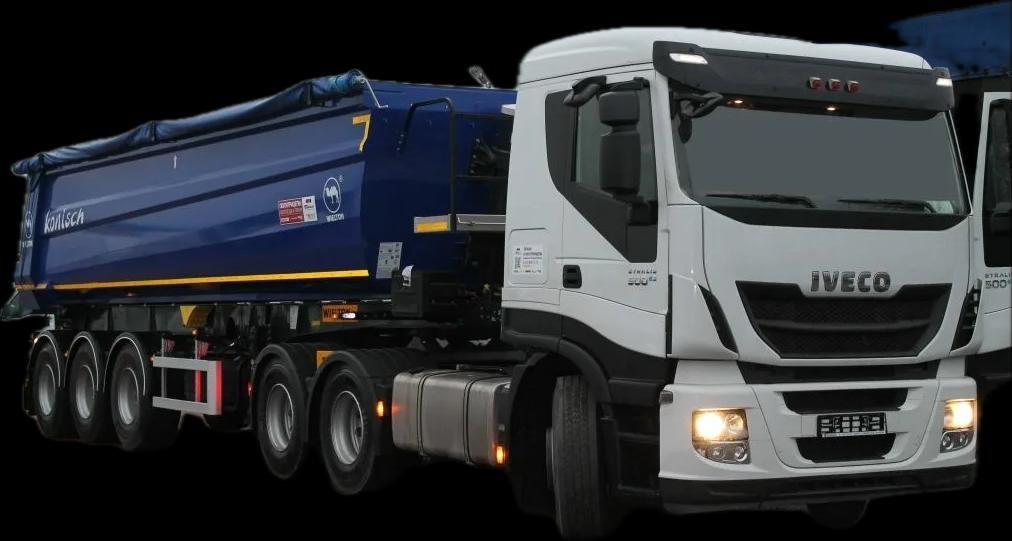 Тонары Iveco с самосвальным полуприцепом Grunwald