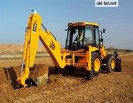 JCB экскаватор погрузчик с паллетными вилами