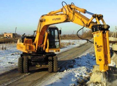 Экскаватор-гидромолот Hitachi, крашер, профессиональные услуги